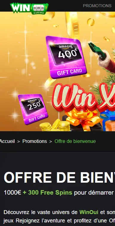 l'application et interface WINOUI CASINO